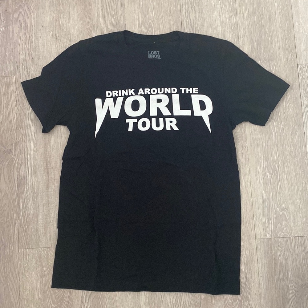 The Lost Bros Drink Around the World tour tshirt black Epcot size Medium